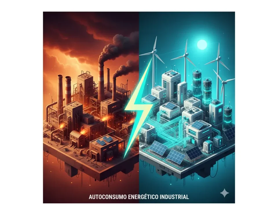 autoconsumo energético industrial con paneles solares y almacenamiento en baterías