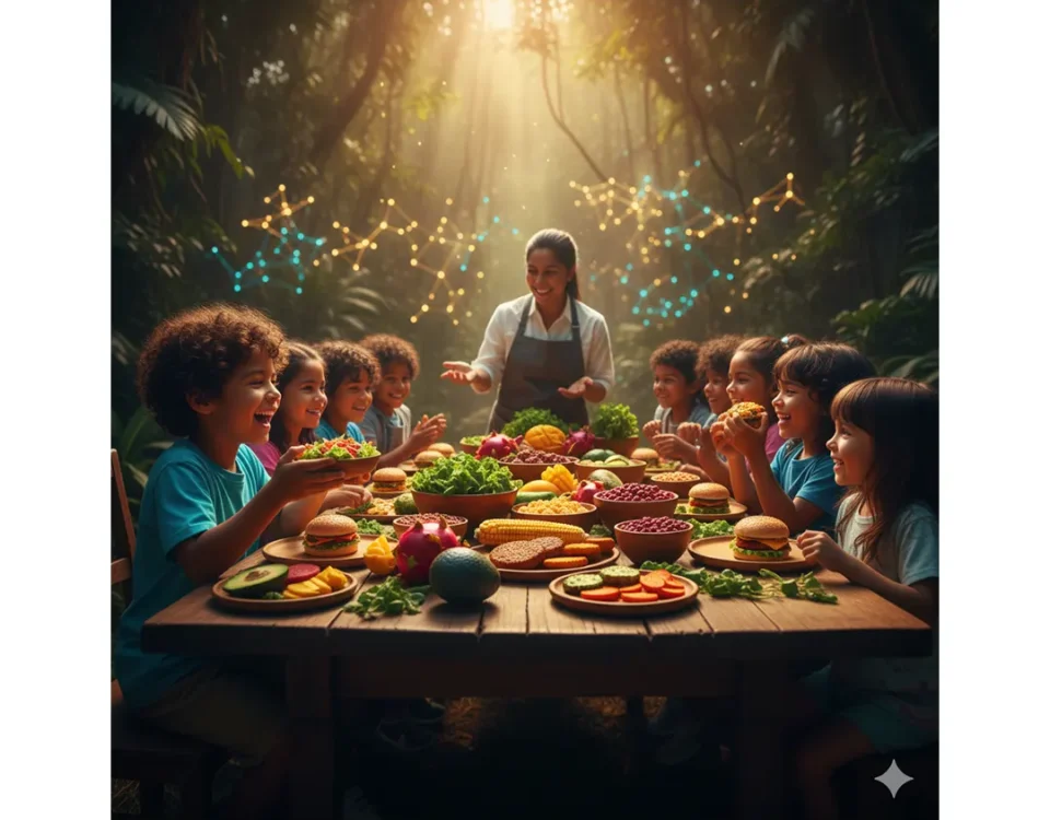 Niños pequeños consumiendo alimentos naturales sin azúcar añadida