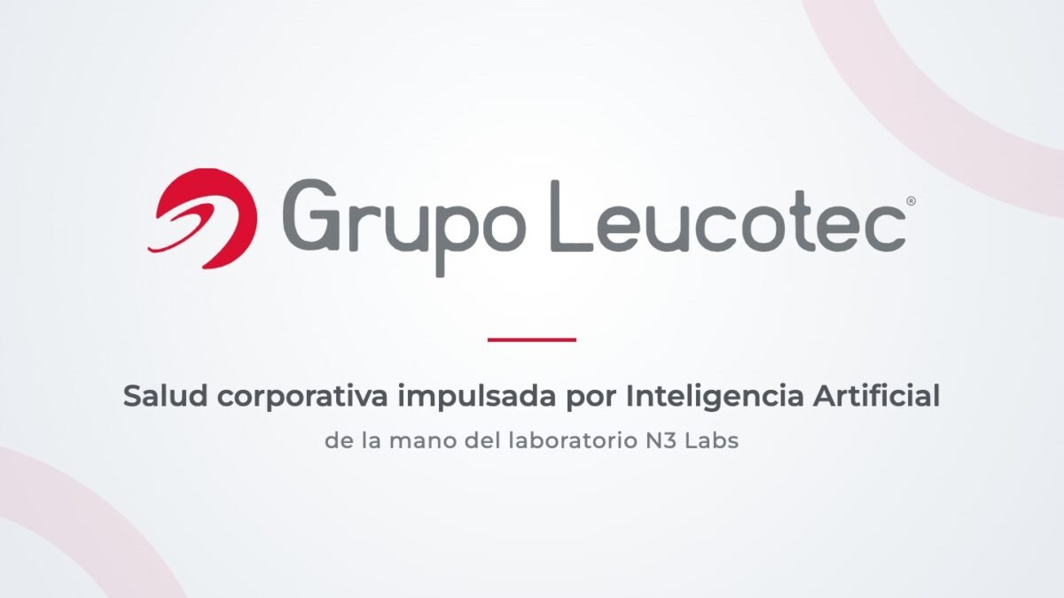 Logo de Grupo Leucotec con el texto Salud corporativa impulsada por Inteligencia Artificial, de la mano del laboratorio N3 Labs