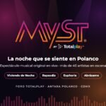Logo de MYST by Totalplay con los shows Viviendo de Noche, Rapsodia, Euphoria y Abrázame en Foro Totalplay, Antara Polanco, CDMX